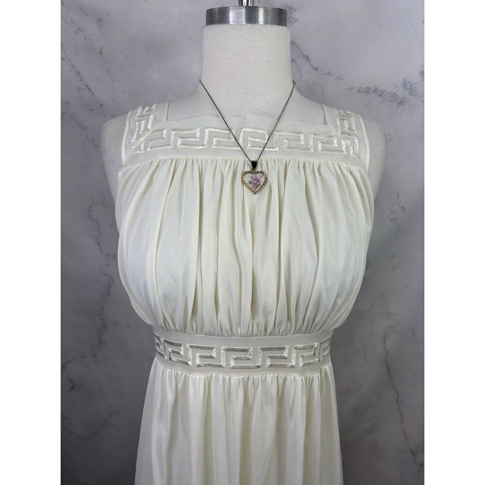 Vintage Grecian Goddess Nightgown Dress White Empire Waist Long Maxi 36 S Bride - Picture 6 of 16